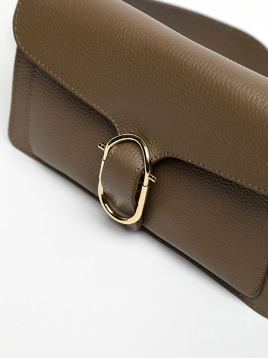 Leather Women's Shoulder Bag Khaki