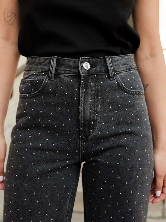 Damen Jeans in Grau mit geradem Bein