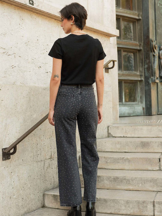 Damen Jeans in Grau mit geradem Bein