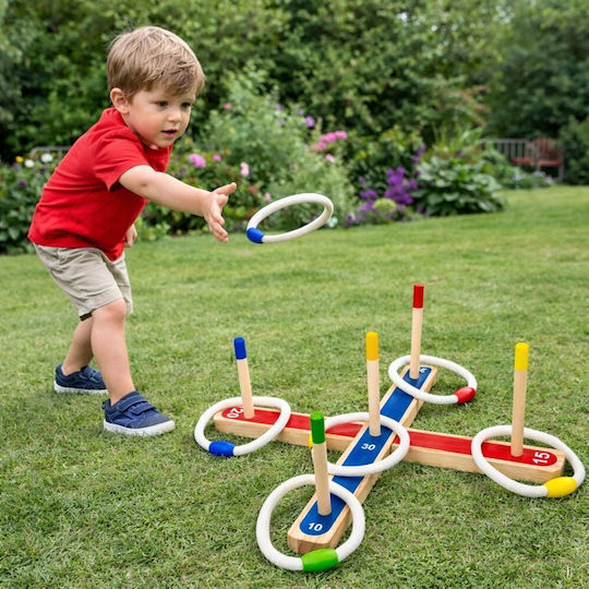 Leantoys Wooden Ring Toss Dexterity Game Family Game Scoring Lean Toys 30656