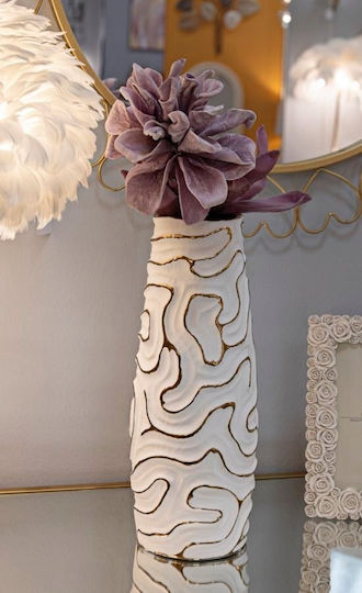 Lumarko Decorative Ceramic Vase White 14.5x14.5xH39.5cm