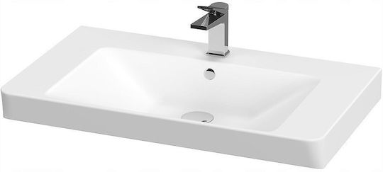 Cersanit White Ceramic Vessel Sink with Faucet 100x40cm