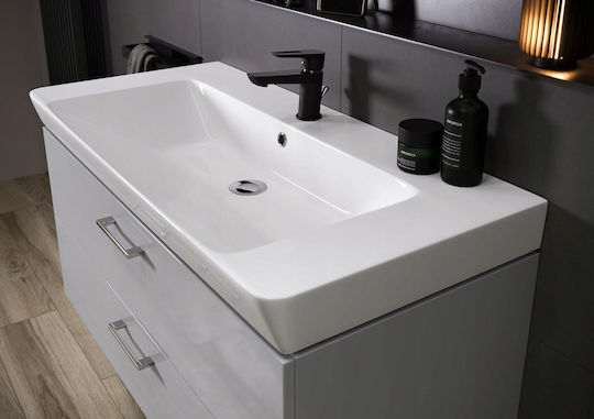 Cersanit White Ceramic Vessel Sink with Faucet 100x40cm