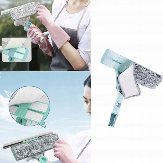 Strado Telescopic Window Cleaner 2 in 1 with Squeegee 69-145cm Turquoise