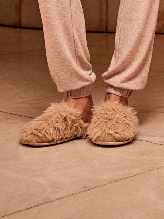 Winter Damen Hausschuhe Beige