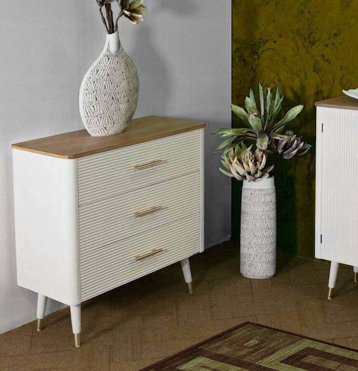 Kommode fürs Schlafzimmer aus Holz mit 3 Schubladen Gold 78x37x80 cm