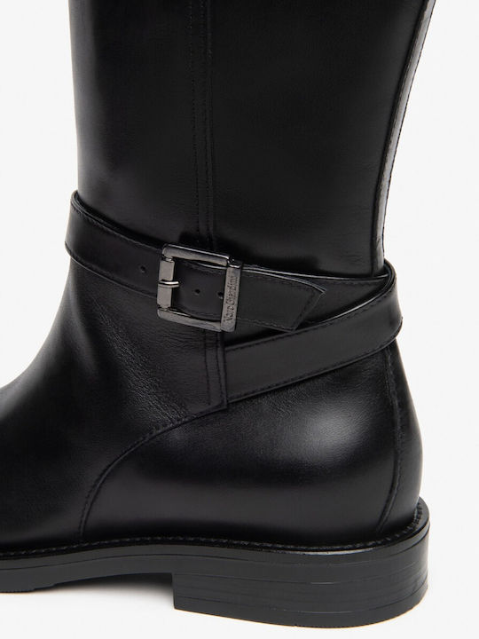 Schwarze Damenlederstiefel