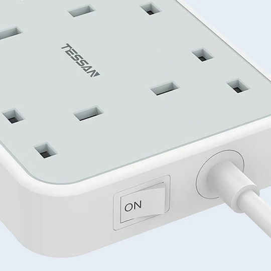 Tessan Πολύπριζο 4 Θέσεων με USB-A, 1 USB-C και Καλώδιο 2m