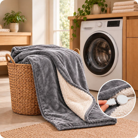 Kraft World TKSH-3 Grey Double Electric Blanket Washable Grey 280W 200x180cm