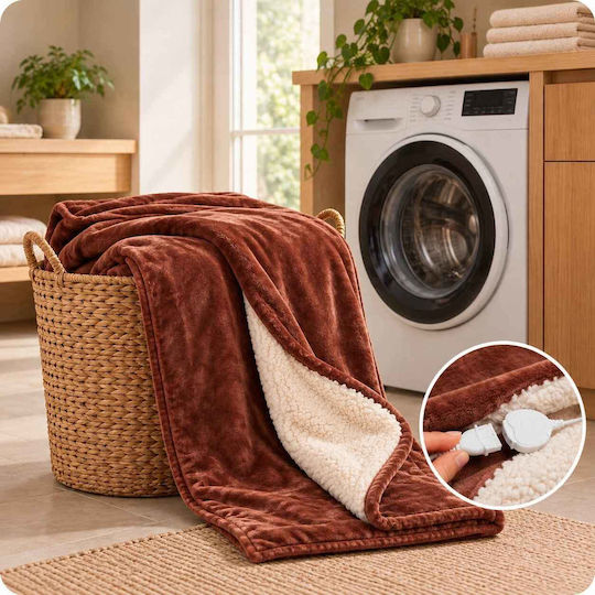 Kraft World TKSH-3 Brown King Size Washable Electric Blanket Brown 280W 200x180cm