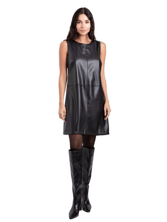Rochie Mini Din Piele Neagră