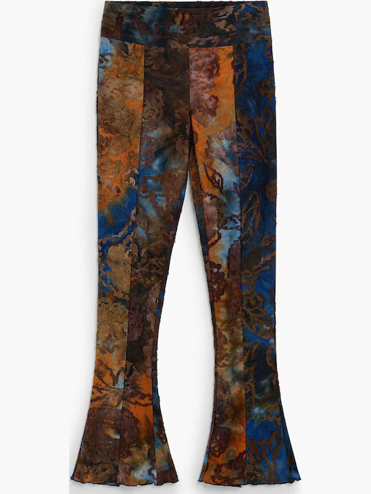 Women's High-Rise Fabric Flared Trousers Dark Blue