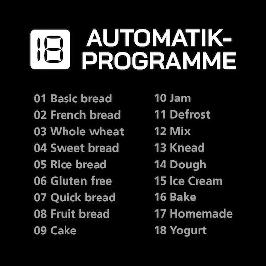 Gastroback Αρτοπαρασκευαστής 500W Χωρητικότητας 1000gr με 18 Προγράμματα
