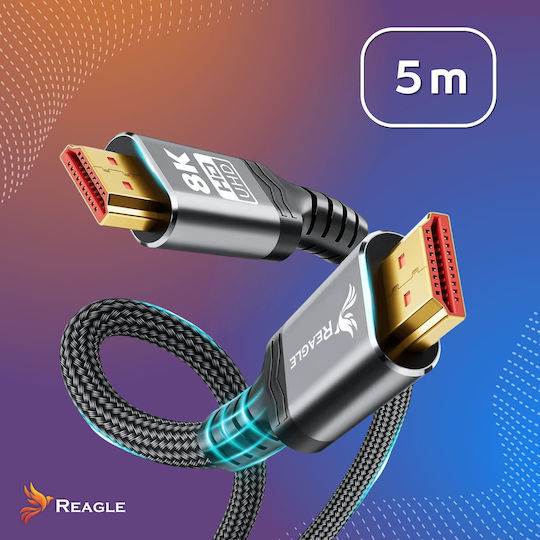 Baseus HDMI 2.1 HDMI кабел HDMI мъжки - HDMI мъжки 5 м Черен