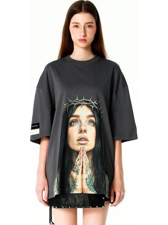 Дамска Oversized тениска в сиво