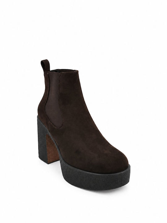 Suede Women's Chelsea Ankle Boots Dark Brown