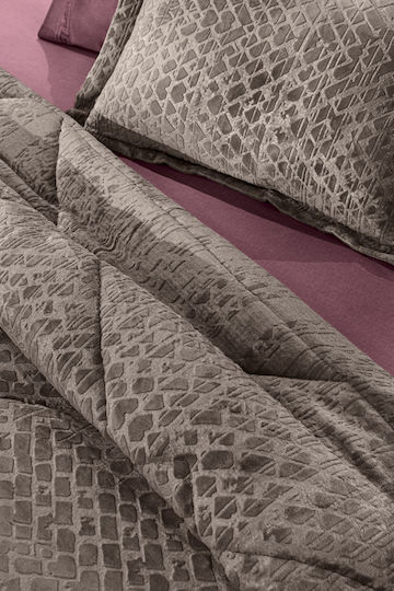 Guy Laroche King Size Sherpa Comforter 260x240 cm Surreal Cocoa