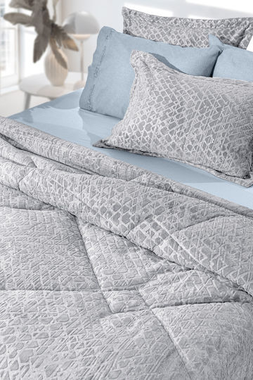 Guy Laroche Sherpa Comforter Set Single 160x240cm Surreal Silver 530 GSM