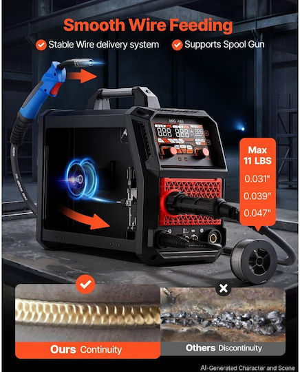 Vevor 5-in-1 MIG-180A Inverter Welding Machine FCAW / MIG / MMA / TIG with Maximum Welding Current of 180A