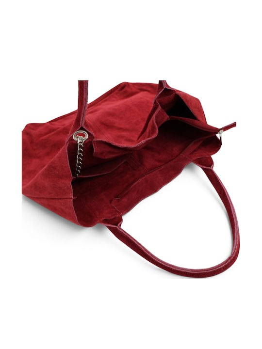 Leather Women's Shopper Bag Suede Dark Red