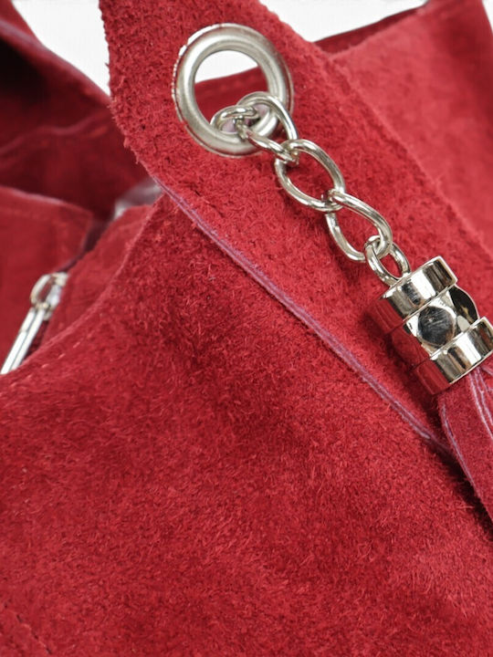 Leather Women's Shopper Bag Suede Dark Red
