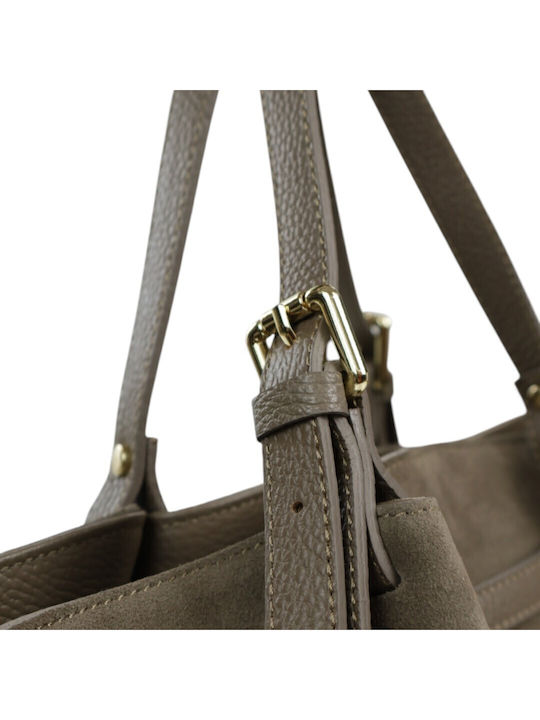Leather Women's Shopper Bag Suede Taupe