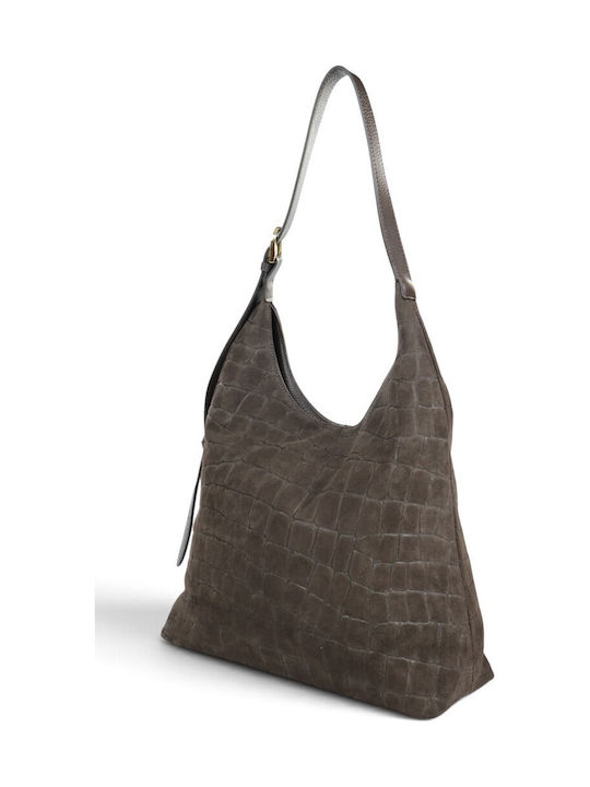 Leather Women's Hobo Bag Suede Chocolate