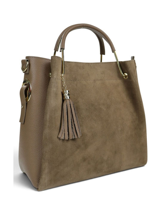 Women's Suede Tote Bag Dark Taupe