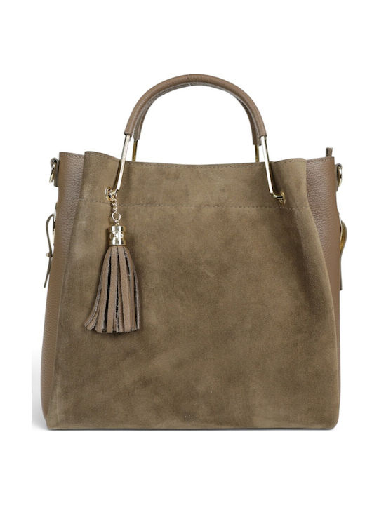 Women's Suede Tote Bag Dark Taupe