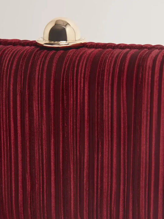 Plisse Damen-Clutch Bordeaux