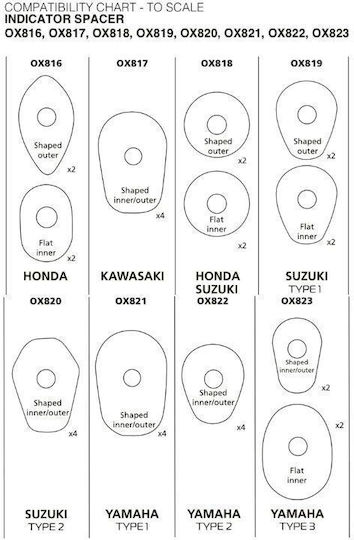 Oxford Indicator Spacers Abstandshalter Für Motorradblinker Ox817 Kawasaki Schwarz – 4er-Set