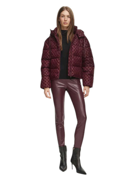 Guess Daisy Langer Damen-Pufferjacke Wasserdicht und Winddicht für den Winter Bordeaux