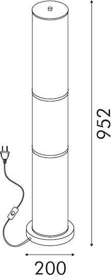 Aca LED Floor Lamp H96xL18cm with Warm White Light Black