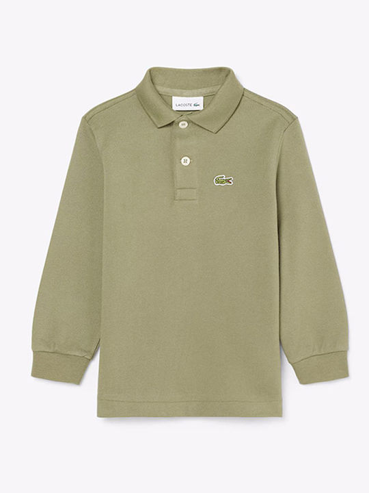 Lacoste Детско поло с Дълъг ръкав Каки