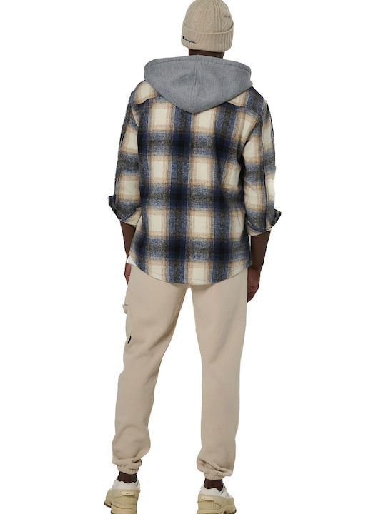 Herren-Fleecejacke mit Kapuze Ecru Navy