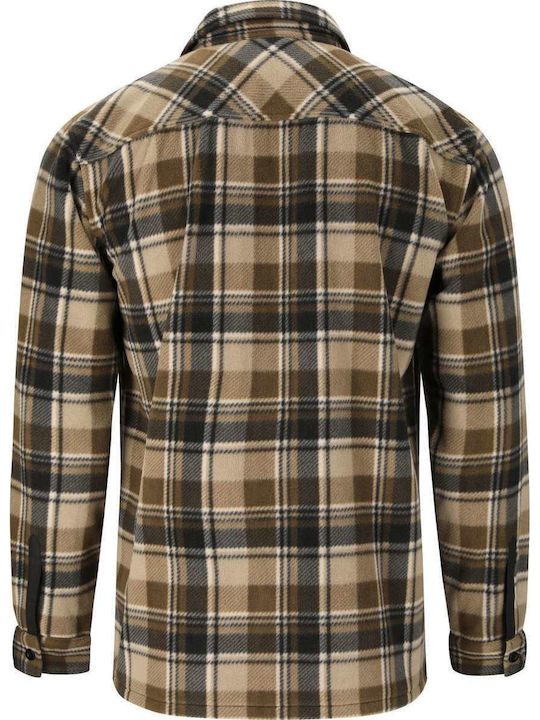 Herren-Fleecejacke mit Knöpfen Teak Beige
