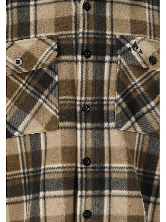 Herren-Fleecejacke mit Knöpfen Teak Beige