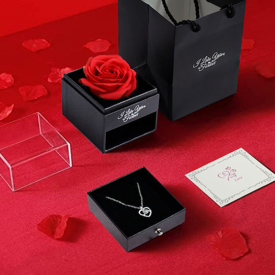 Eternal Rose Box Necklace “I Love You” 100 Languages Red