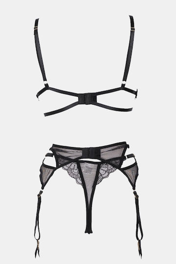 Set Εσώρουχα See Through Ζαρτιέρες & Κάλτσες Μαυρο