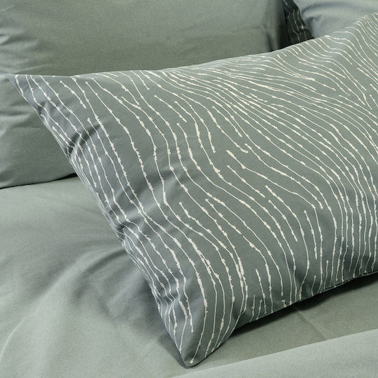 Melinen Brooke Σετ Παπλωματοθήκη 165x245cm Μονή με Μαξιλαροθήκη Grey