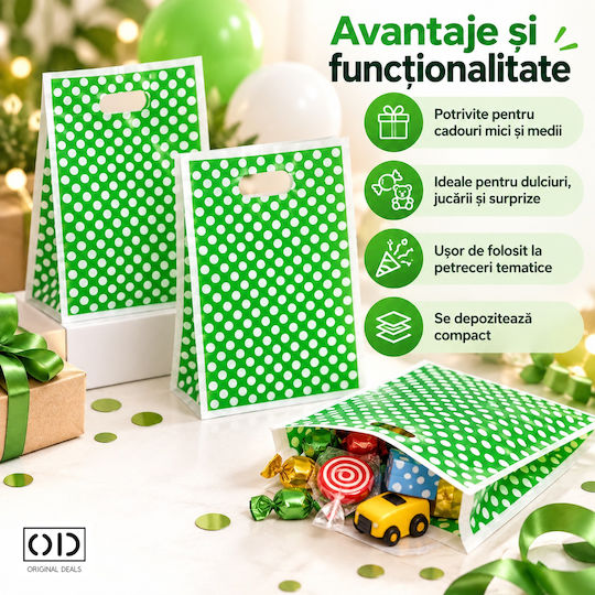Plastiktüte als Geschenk, Grün, 25 × 17 cm, 10 Stück