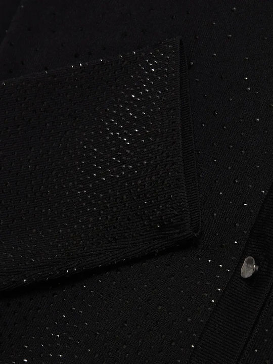 Gestrickte Damen-Strickjacke mit Knöpfen Schwarz