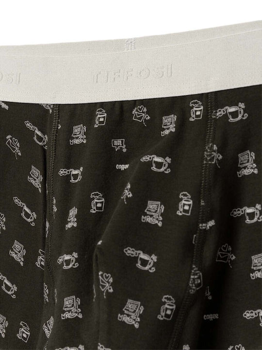 Herren-Boxershorts in Olivgrün mit Muster