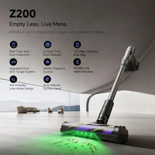 Mova Z200 Επαναφορτιζόμενη Σκούπα Stick Ασημί