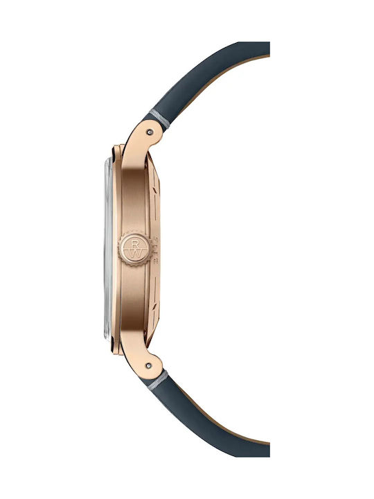 35mm Automatic Women's Watch with Blue Leather Strap