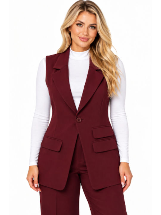 Women's Burgundy Vest WB-61996-27VE-BURGUNDY