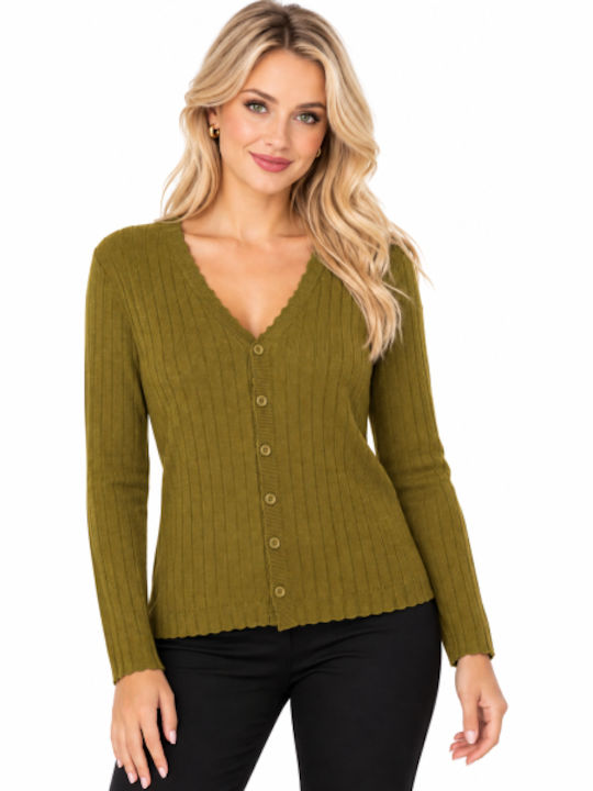 Women's Knitted Cardigan Khaki WC-KW24-5011-27CA-Khaki