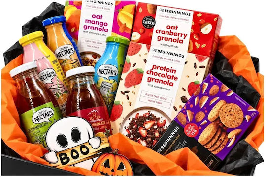 Halloween-Frühstücksbox Granola-Kekse & Bio-Getränke