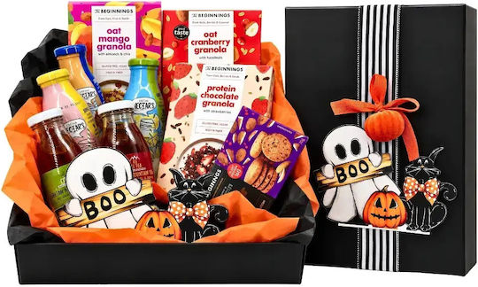 Halloween-Frühstücksbox Granola-Kekse & Bio-Getränke