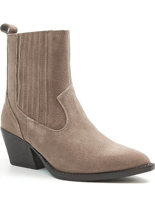 Leather Women's Cowboy Ankle Boots with High Heel Puro